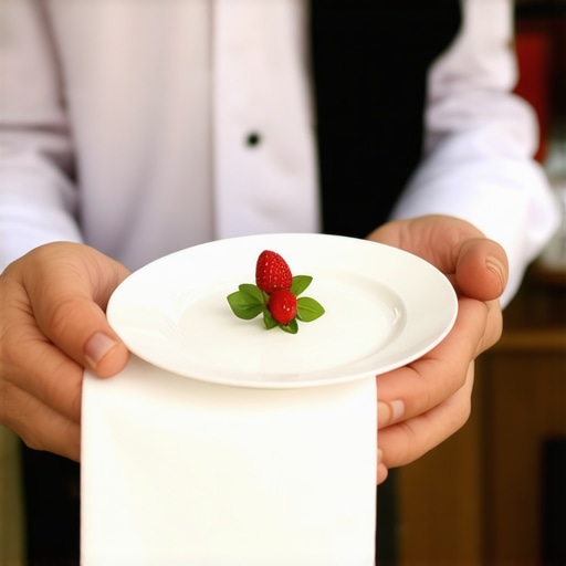 Server showcasing a modern wedding menu with elegant presentation at a stylish event.