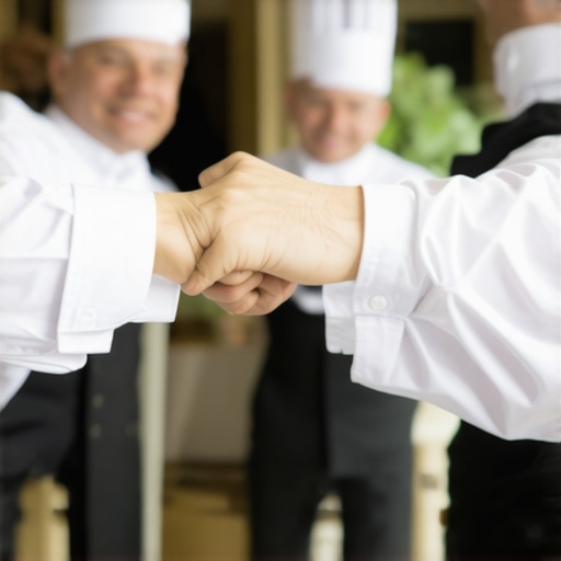 Catering staff working together smoothly at wedding reception