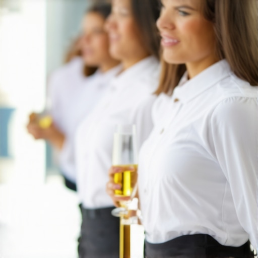 Corporate Event Servers in Action Servers in uniform delivering food and drinks at a corporate event