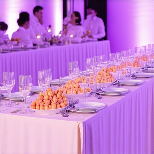 Professional servers presenting beautifully plated dishes at a wedding