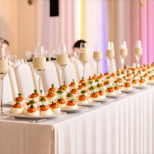 Wedding reception with professional servers and innovative food stations