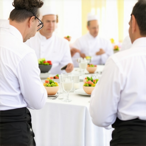 Elevated Corporate Catering Service A team of professional servers providing attentive service at a corporate event, highlighting elegance and expertise.