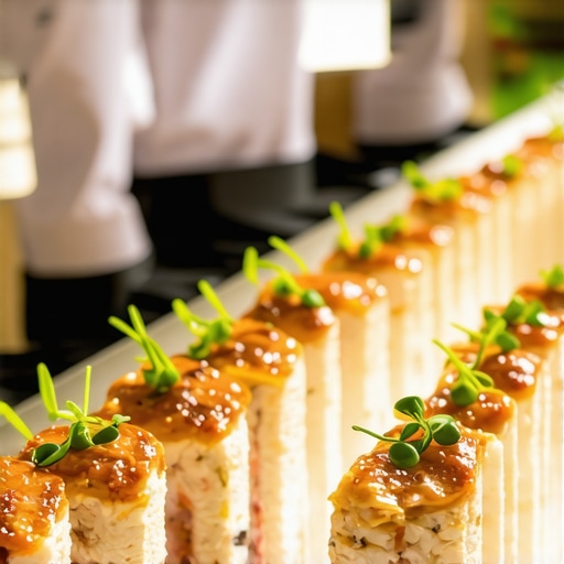 Corporate Catering Team in Action Catering staff serving guests at a business event with elegant setup.