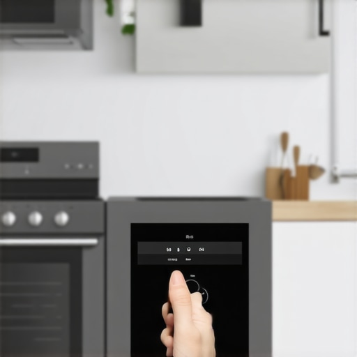 Smart Equipment in Catering Operations A modern catering kitchen with IoT-enabled appliances showing remote monitoring interface.