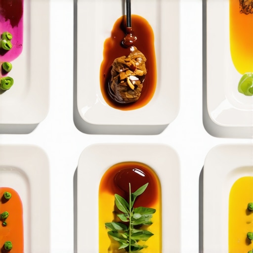 Assorted elegantly plated wedding dishes showcasing artistic food presentation