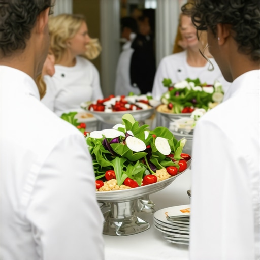 Team of professional servers efficiently serving guests at a wedding reception.