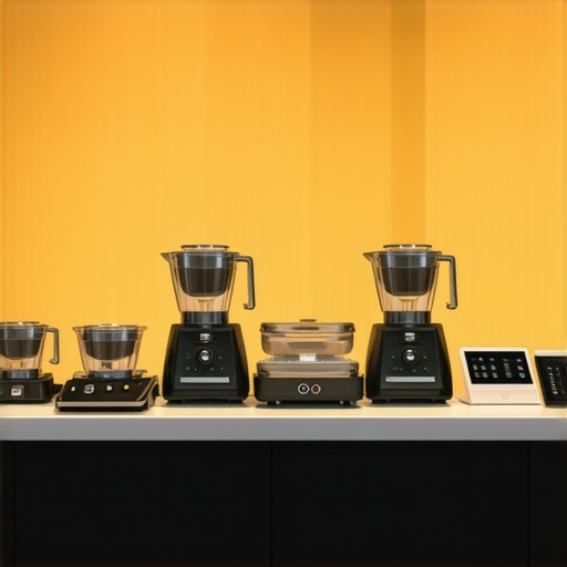 A state-of-the-art catering kitchen featuring high-capacity immersion blenders, digital order management tablets, and organized prep stations.