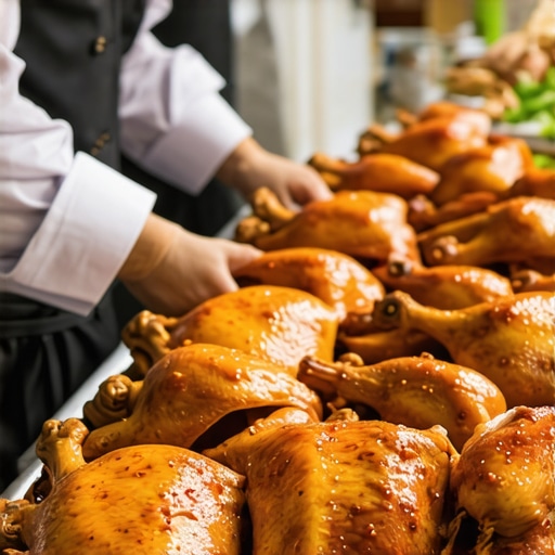 Catering staff serving poultry dishes to guests at a wedding