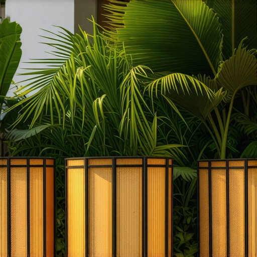 Hidden trash bins behind decorative screens at a lush garden wedding