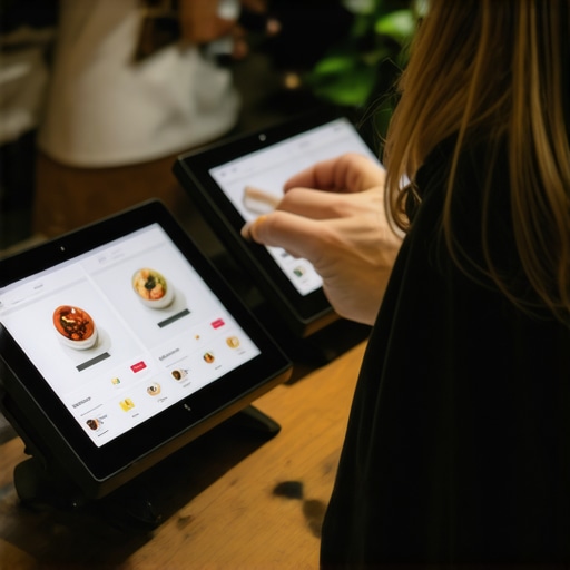 Detail of a digital POS system used in catering events for order management