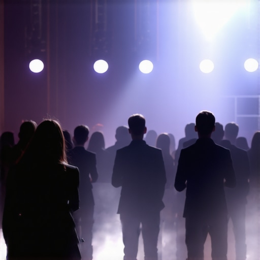 An event space with layered, soft diffused lighting creating a professional and inviting atmosphere.