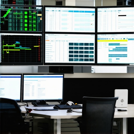 Digital Maintenance Dashboard for Events A professional event planner monitoring equipment status on a digital dashboard
