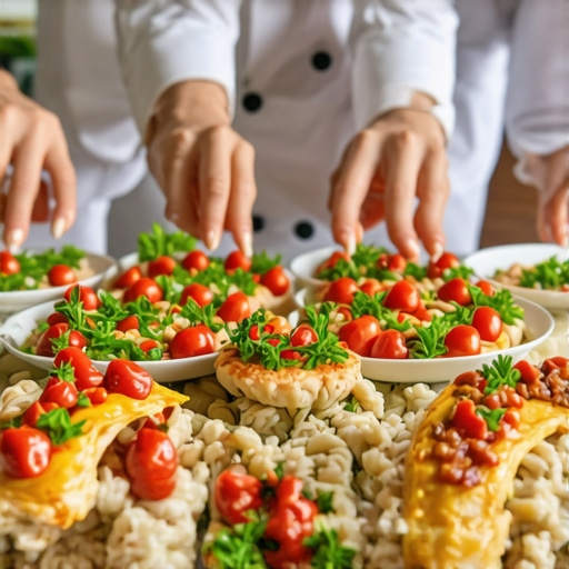 Catering staff serving guests at a wedding with precision and coordination.