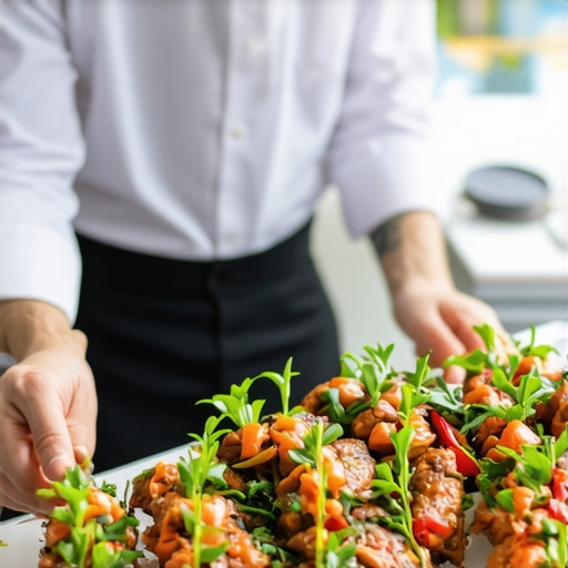 Catering staff in action during a sophisticated wedding banquet