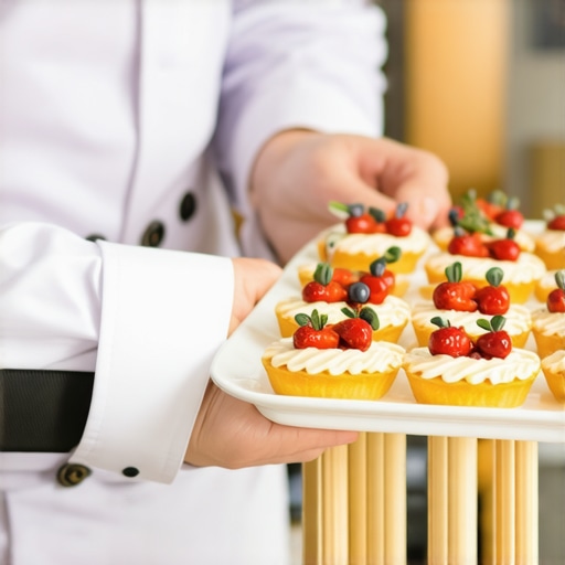 Catering team passing small dessert bites at a wedding reception