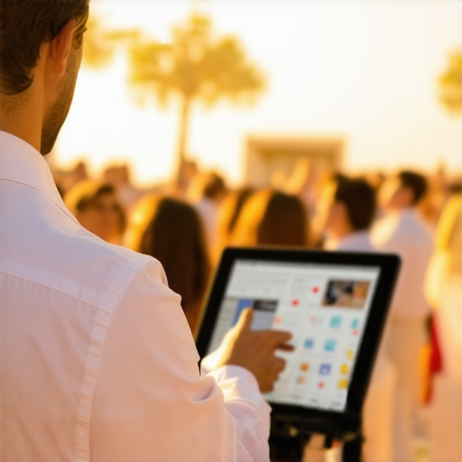 Event coordinator leveraging technology and equipment for seamless operations.