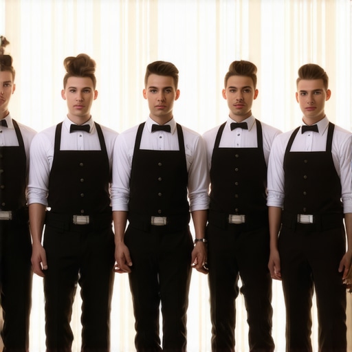 Catering servers dressed uniformly at a wedding event