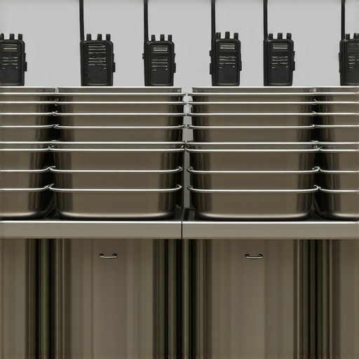 Essential Catering Tools for Seamless Events Catering equipment such as stainless steel carts, warming trays, and communication devices at a professional event