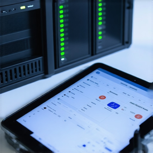 Close-up of communication devices and software used by servers during events