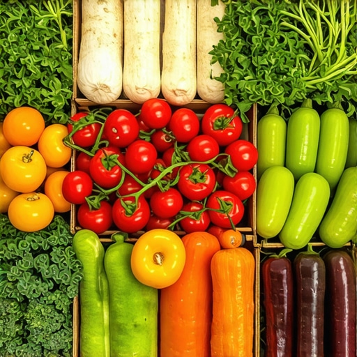 Fresh vegetables and fruits at a local farmers market ready for catering sourcing.