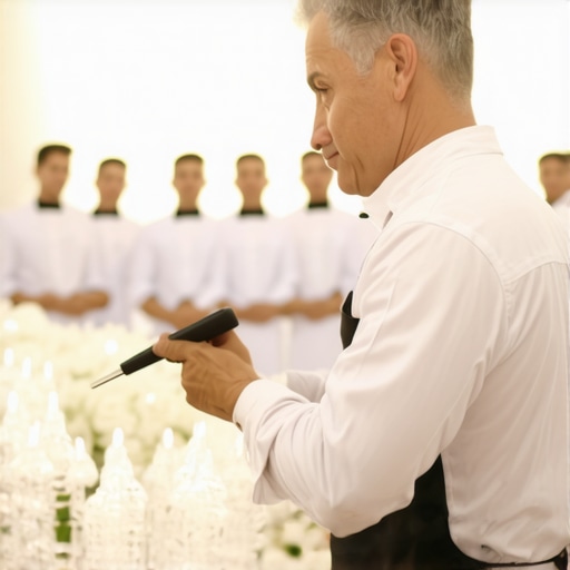 A team of professional servers providing attentive service at an upscale wedding event.