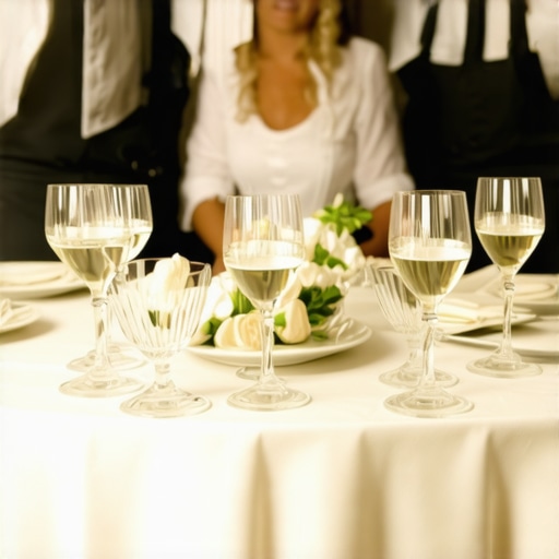 Wedding servers providing attentive service at a reception