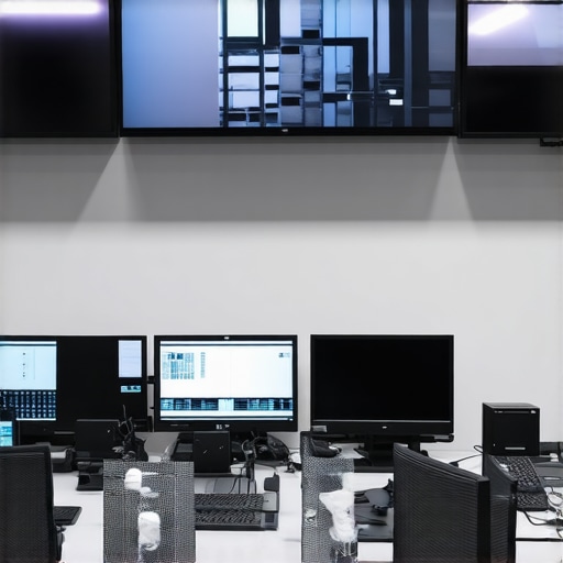 Smart Event Control Center High-tech event management setup with IoT devices and monitoring screens.