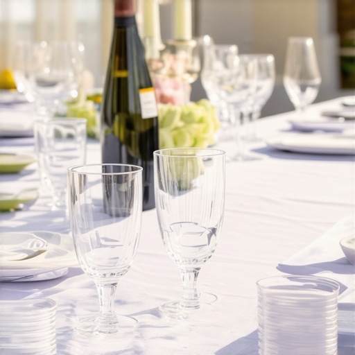 Outdoor wedding reception with modern unbreakable drinkware