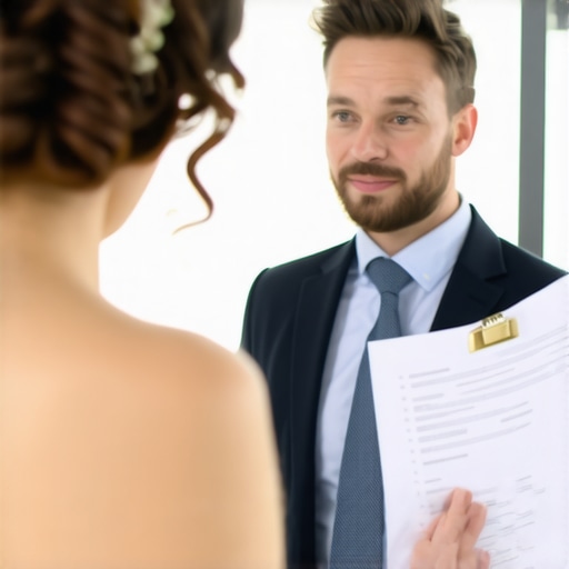 Photographer and bride reviewing photo list during pre-wedding planning