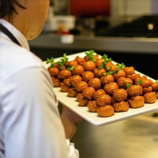Catering staff using professional equipment and digital tools for smooth service