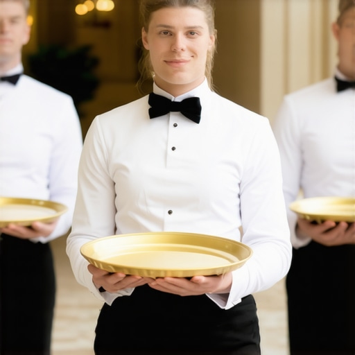 Servers passing trays smoothly during a wedding reception