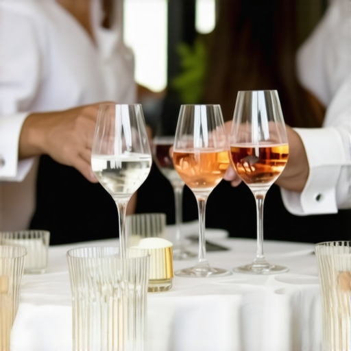 Professional servers skillfully handling drinks at an elegant wedding reception