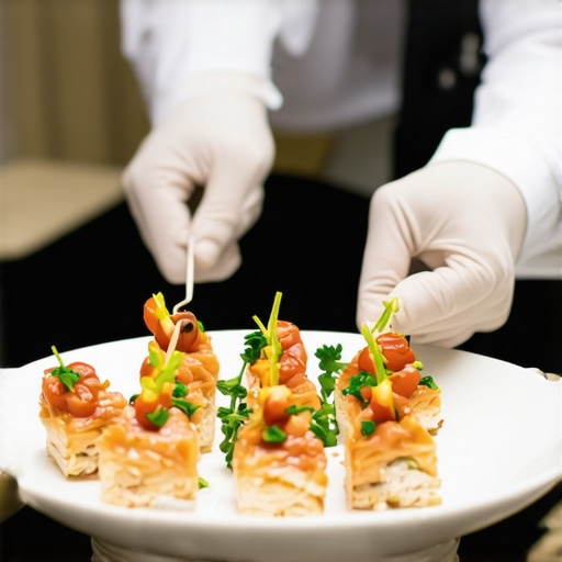 Catering staff serving appetizers seamlessly at a wedding