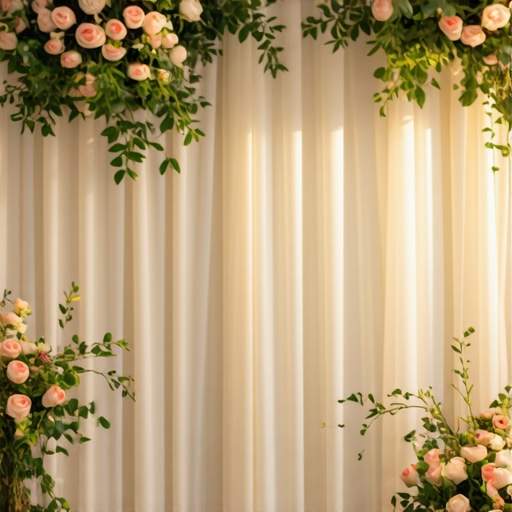 A beautifully decorated wedding venue featuring vintage and personalized decor elements with warm lighting.