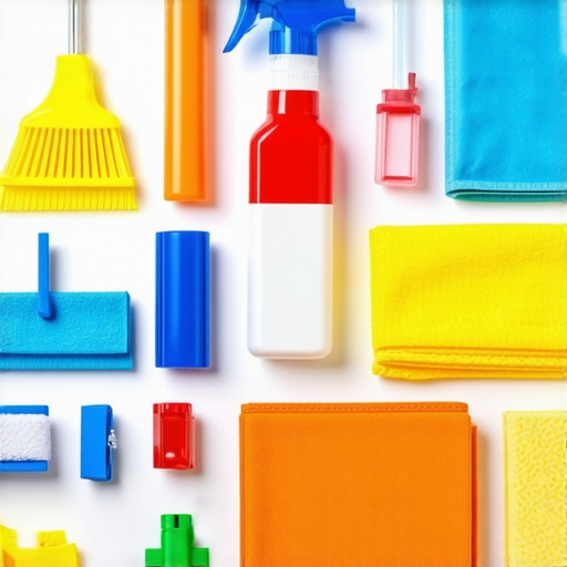 Close-up of professional catering equipment and maintenance tools arranged neatly