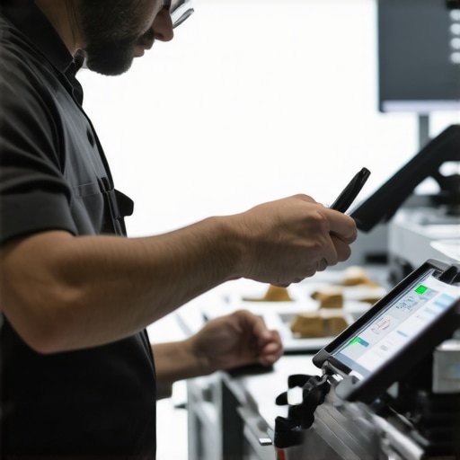 Event manager checking catering gear with digital tablet and tools.