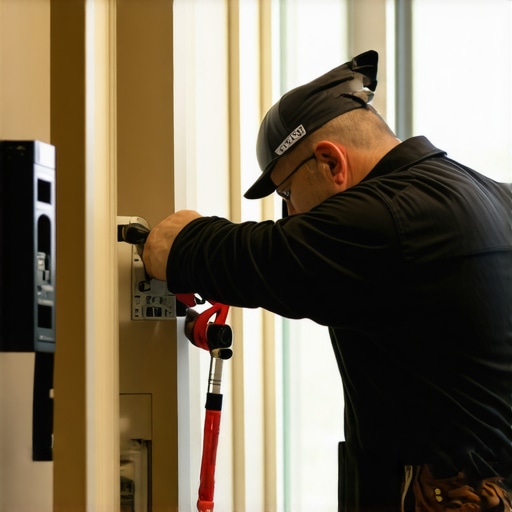 Electrician connecting a dedicated circuit breaker at a wedding venue