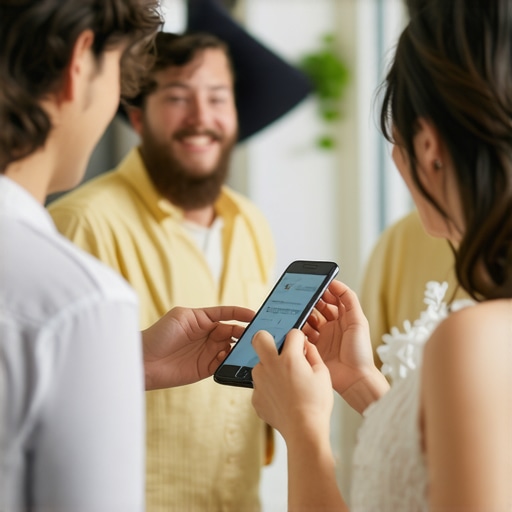Event staff using tablets and communication apps to coordinate a wedding reception.