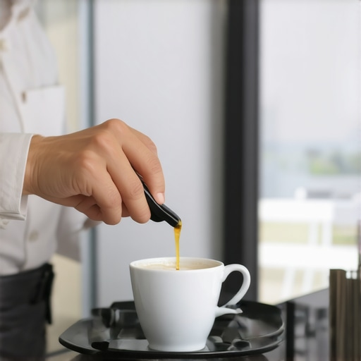 A server in professional attire refilling coffee during a corporate meeting in a modern conference room