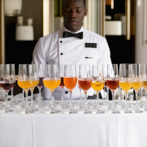Group of professional servers managing drinks and guest service at a corporate event, showcasing expertise and coordination