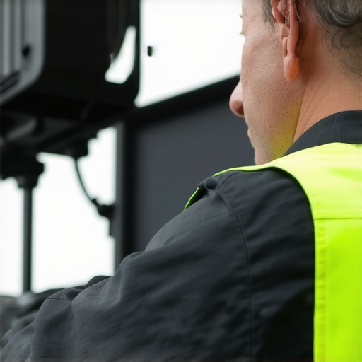 Technician inspecting and maintaining event lighting and audio gear.