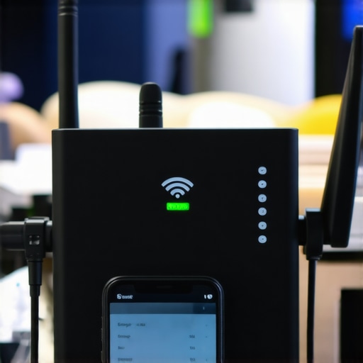 Event staff managing a portable Wi-Fi router for seamless connectivity during a wedding or corporate event.