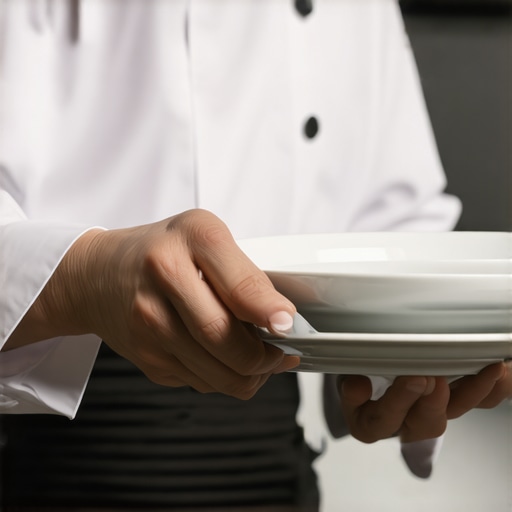 Silent Plate Clearing Technique Server using non-slip tray and silent utensils to clear plates quietly.