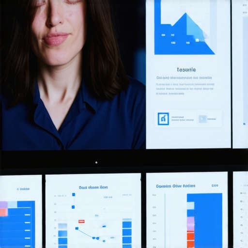 Presenter adjusting slides on a high-definition LED screen during a conference