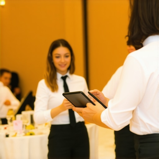 Event staff coordinating smoothly with wireless headsets and devices.