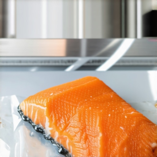 Chef sealing salmon fillets in vacuum bags for sous vide cooking