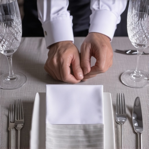 A high-end gala table setting showing the importance of linens and professional service.