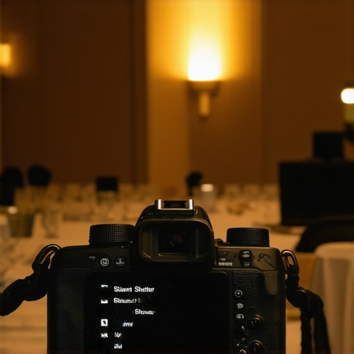 Photographer setting a mirrorless camera to silent mode for a quiet wedding ceremony.