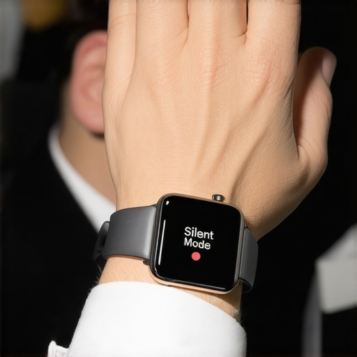 Professional smartwatch showing silent mode alert for event catering