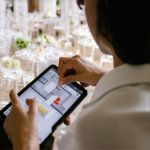Digital Event Planning and Floor Management Tools Planner using tablet for digital floor plan management at a corporate event